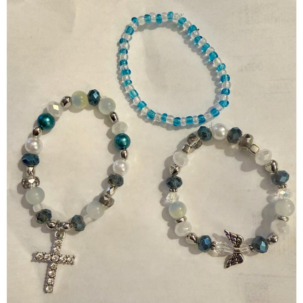 Angel Wing & Rhinestone Cross Charm Bracelets - Picture 5 of 5